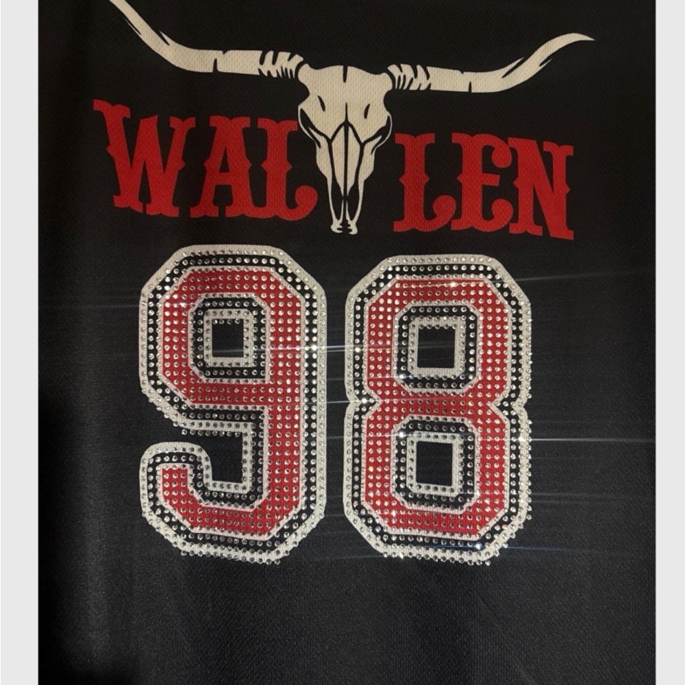 Black & Red WALLEN  Rhinestone Jersey
